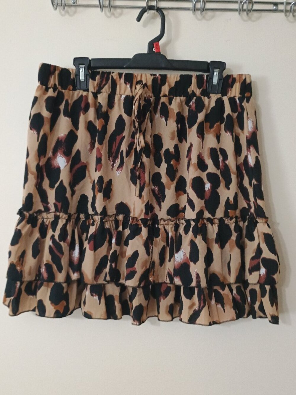 SHEIN Animal Print Ruffled Mini Skirt 2XL